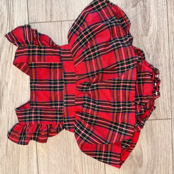 Plaid Ruffle Sleeve Baby Dress - Red - Picture 2 of 3